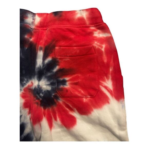 NEW! POLO RALPH LAUREN SWEAT SHORTS BLUE WHITE RED TIE DYE -PONY USA - Picture 4 of 4